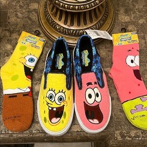 Bundle SpongeBob SquarePants Kids Slip-On One-Piece Shoes - socks